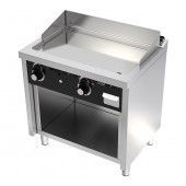 Placa de Grelhar Industrial Elétrica Trifásica de 2 Zonas com Chapa Fry Top Lisa com Espessura de 15 mm e Tratamento Cromo em Armário, Potência de 7800 Watts, +100º +300º C (transporte incluído) - Refª 102732