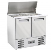 Saladette Industrial Refrigerada Ventilada com Tampa e 2 Portas GN 1/1, Temperaturas +2º +8º e +4º +10º C (transporte incluído) - Refª 100175