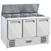 Saladette Industrial Refrigerada Ventilada com Tampa e 3 Portas GN 1/1, Temperaturas +2º +8º e +4º +10º C (transporte incluído) - Refª 100224