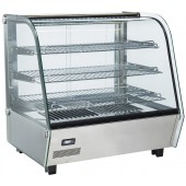 Vitrina Panorâmica Aquecida Ventilada com 3 Prateleiras Removíveis e Sistema de Humidificação para Pastelaria, Temperatura 30º +90º C, 1100 Watts (transporte incluído) - Refª 102802