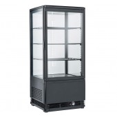 Vitrina Frigorífica Refrigerada Ventilada Negra com 4 Lados em Vidro, Refrigeração +2º +12º C (transporte incluído) - Refª 102849