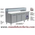 Mesa de Preparação de Pizzas com 3 portas 600x400 mm de Refrigeração 0º +8º C com Estrutura Refrigerada para 8x GN 1/4 150 mm +4º +10º C (transporte incluído) - Refª 101449