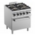 Fogão Industrial a Gás de 4 Queimadores com Quatro Bicos de 5,5 kW e Forno a Gás Profissional GN 2/1, kcal/h 24076, Potência de 28000 Watts (transporte incluído) - Refª 100367
