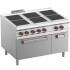 Fogão Industrial Elétrico Trifásico de 6 Placas Quadradas (4x 3 kW + 2x 4 kW) com Forno GN 2/1 + Armário, Potência de 26000 Watts (transporte incluído) - Refª 102233