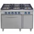 Fogão Industrial a Gás com 6 Queimadores Potentes com Forno Profissional a Gás e Armário com Porta (transporte incluído) - Refª 103012