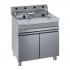 Fritadeira Elétrica Profissional Industrial Trifásica de 2 Cubas 14 +14 Litros com Armário de 2 Portas, 18000 Watts (transporte incluído) - Refª 100184