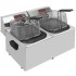 Fritadeira Industrial Elétrica Dupla de Bancada Monofásica para 7+7 Litros com Cestos e Tampas, 0° +180°C, 6400 Watts (transporte incluído) - Refª 101117
