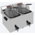 Fritadeira Industrial Elétrica Dupla de Bancada Monofásica de 8+8 Litros com Cestos, Tampas e Torneiras de Saída, 0° +180°C, 7000 Watts (transporte incluído) - Refª 101118